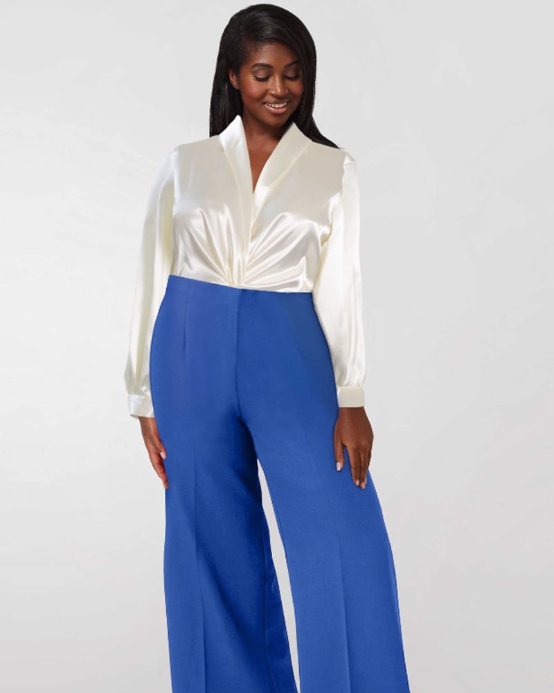 Wide leg royal blue pants on sale
